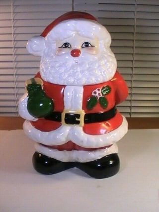 Hand Painted Ceramic Santa Claus Cookie Jar 12 Tall