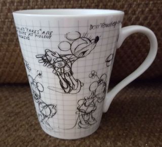 2008 Walt Disney Minnie Mouse Sketch Book Coffee Hot Cocoa Mug Cup