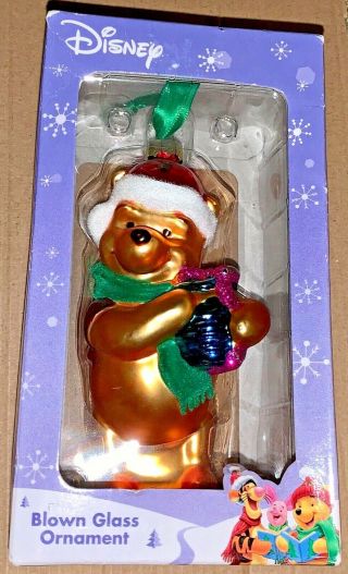 Disney Winnie The Pooh Blown Glass Christmas Ornament Honey Pot - Box