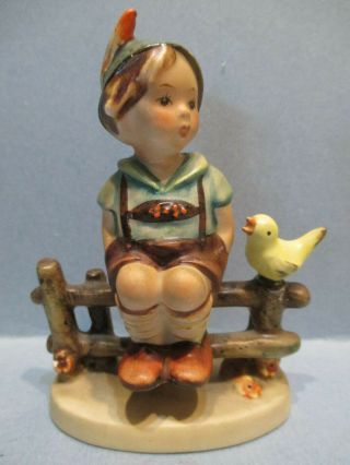 Vintage Goebel Hummel " Wayside Harmony " Boy On A Fence With Little Bird Tmk2