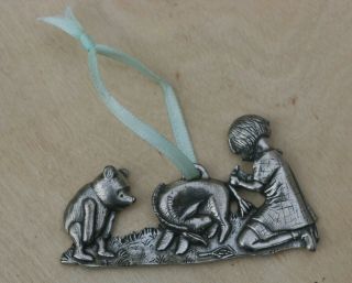 Danforth Pewter Christmas Ornament Girl Pinning Tail On Donkey Winnie The Pooh