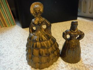 Set Of 2 Vintage Brass Victorian Lady Bells England