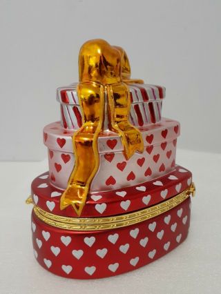 Christopher Radko Heart Box Red Pink Gold Silver Valentine Trinket 2