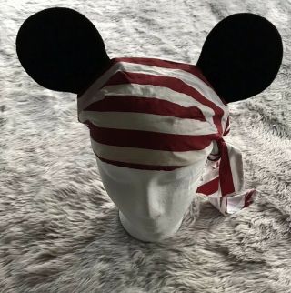 Disney Parks Mickey Mouse Pirates Of The Caribbean 100 Cotton Bandana Ear Hat