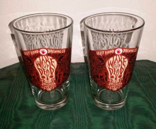 Wake Up Dead Imperial Stout Pint Glasses Set Of 2 Euc Left Hand Brewing Co.