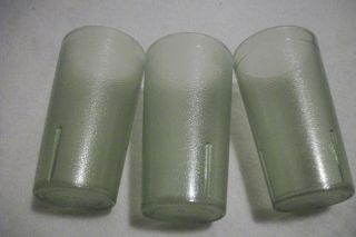 3 Vintage Texan Texas Ware Light Green 12 Oz Tumblers Stackable Plastic Glasses