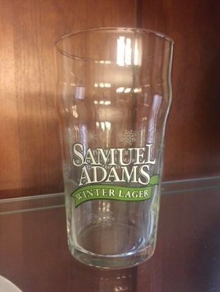Sam Adams Winter Lager Beer Pint Glass Etched Snowflake Design