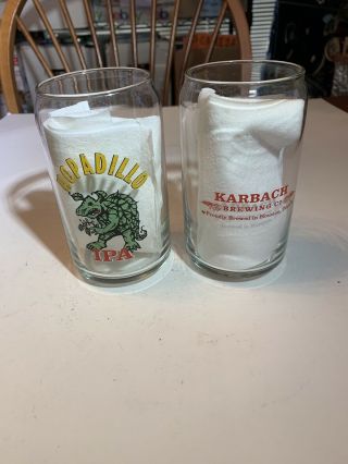 Karbach Brewing Co.  Hopadillo Ipa Logo Beer Pint Glasses (2) Houston Texas