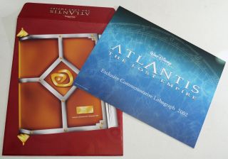 Atlantis Walt Disney Store Exclusive Commemorative Lithograph Print 11 " X14 " 2002