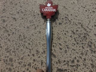 Molson Canadian Metal Maple Leaf Beer Tap Handle Marker 11.  5  Tall