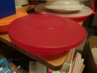 2 Pc Tupperware Impressions Salad Cereal Bowl W/lid 1.  7 Cup 400ml 3470b Red