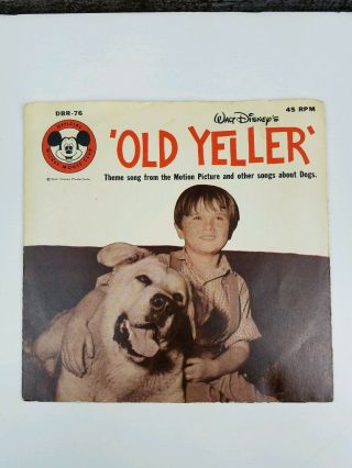 Old Yeller 45 Rpm Record Vintage Disney Mickey Mouse Club