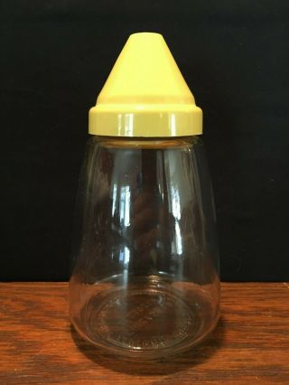 Federal Housewares Clear Glass Sugar Dispenser With Yellow Plastic Lid
