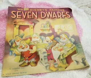Walt Disney Snow White & Seven Dwarfs Storybook Large Book 1938 Old