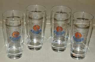 Set Of 4 Kloster Pilsener Pilsner Beer Glasses.  2 L Blue Monk