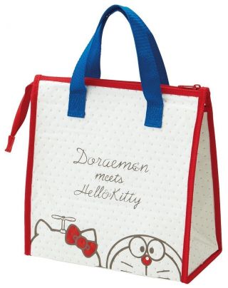 Skater Doraemon X Hello Kitty Non - Woven Fabric Cold Storage Tote Lunch Bag Fbc1