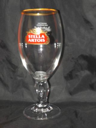Stella Artois Chalice Goblet Lager Wine Pint Glass Gold Rim Widget Base