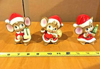 Vintage Homco Christmas Mice Set 3 Figurines Style 5405 Very Cute