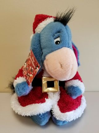 Disney Store Eeyore Santa Little Helper Christmas Plush,  12 Inches With Gift Tag