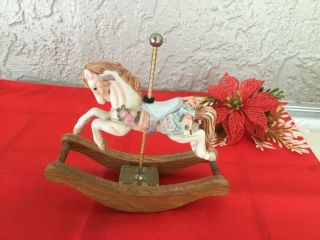 Vtg Qvc Porcelain Carousel Style Rocking Horse Colorful Detailed