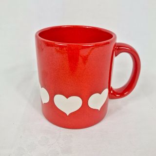 Vintage Waechtersbach Red White Valentine Hearts Coffee Tea Mug Germany