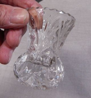 Vintage Crystal Toothpick Holder 3 " Tall 2 1/4 " Sawtooth Rim