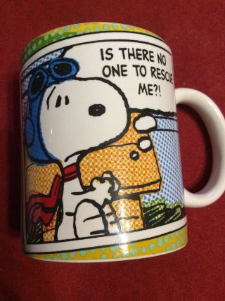 Peanuts Snoopy Coffee Cup Mug Is There No One To Rescue Me Gibson 12 Oz.