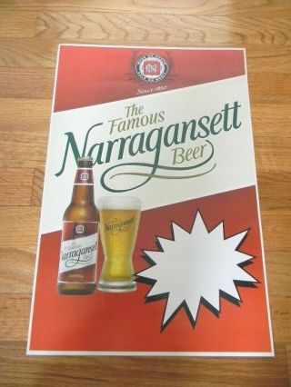 Older The Famous Narragansett Beer Bottle Glass Display Poster Providence Ri