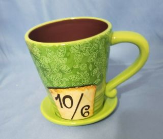 Disney Parks Mad Hatter Hat Tea Party Green Ceramic Coffee Mug Tea Cup