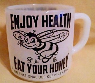 Bee Mug Intl Bee Keepers Asso Enjoy Health Eat Your Honey Federal Milk Glass.