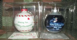 2 Walt Disney World Ornament Tinker Bell And Castle 2009 A Very Fairy Christmas