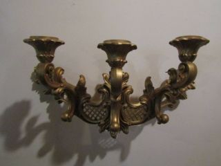 Vintage Dart Homco Gold Tone Three Arm Candle Holder Wall Sconce 4002t 1966
