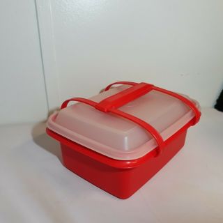 Tupperware 3 Piece Red Pack & Carry Lunch Box Or Ice Cream Keeper 1254