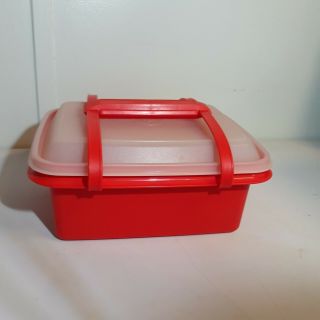 TUPPERWARE 3 Piece Red Pack & Carry Lunch Box or Ice Cream Keeper 1254 2