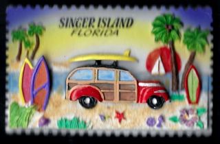 Refrigerator Magnet Singer Island Florida 2 7/8 " X 1 7/8 " 3d Resin