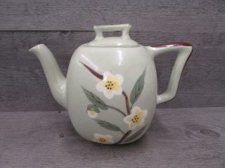 Weil Ware Celadon Flower Blossom Tea Pot Hand Decorated