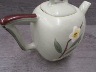 Weil Ware Celadon Flower Blossom Tea Pot Hand Decorated 2