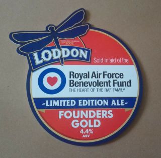 Royal Air Force Benevolent Fund Loddon Founders Gold Beer Pump Handle Badge 4.  4