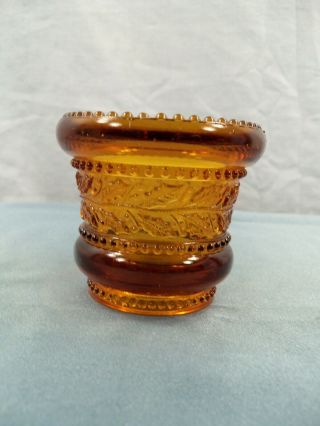 Amber Glass Holly Band Toothpick Holder