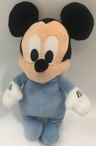 Disney Parks Babies Mickey Stuffed Animal Plush Toy Light Blue