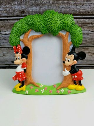 Vintage Walt Disney Mickey Mouse & Minnie Tree 3 - D Picture Frame 3x5 Photo
