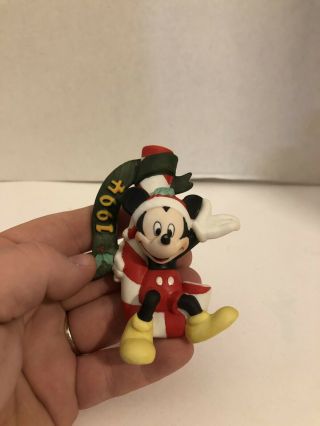 Mickey Mouse With Candy Cane Ornament Christmas 1994