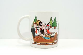 Vintage 1980 Popeye Christmas Ceramic Mug 3 1/2 " W/olive,  Brutus,  Wimpy,  More