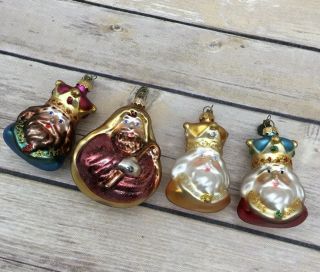 Retired Dept 56 Mini Glass Ornament " Nativity " Three Kings And Joseph