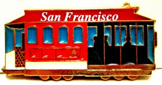 Travel Souvenir - San Francisco Trolley - Metal Enamel Fridge/cabinet Magnet