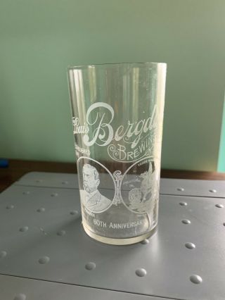 Pre Prohibition Acid Etched Beer Glass Louis Bergdoll Brewing Philadelphia,  Pa