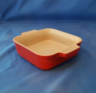 Le Creuset Red 6 " Square Stoneware Casserole Baking Dish Ribbed Small