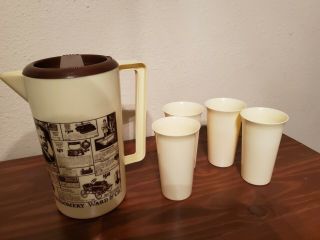 Vintage Montgomery Ward Pitcher 4 Cups Retro Advertising Kitchen Decor Mcm
