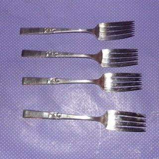 Set Of 4 Vtg Oneida Community Silverplate Morning Star 1948 Salad Forks 6 3/8 "