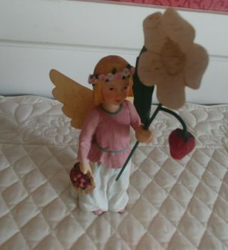 Vintage 2001 Demdaco Wildflower Angel Figurine Strawberries For Goodness